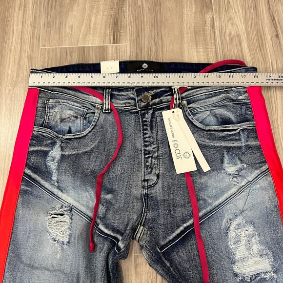 Focus Quality Goods Men's Striped/ Colorful Skinny Jeans Size W36 L32 - Picture 3 of 12